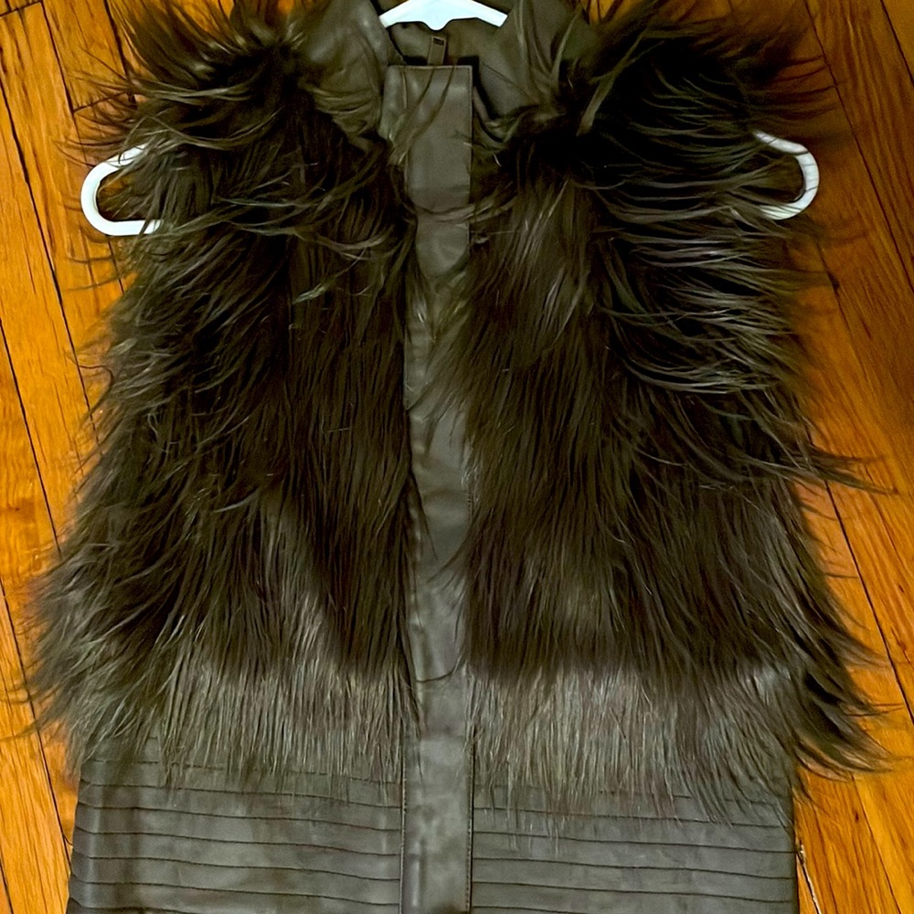 Leather & fur vest